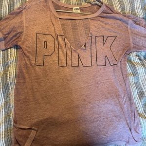 Purple VS PINK short sleeve deep v-neck